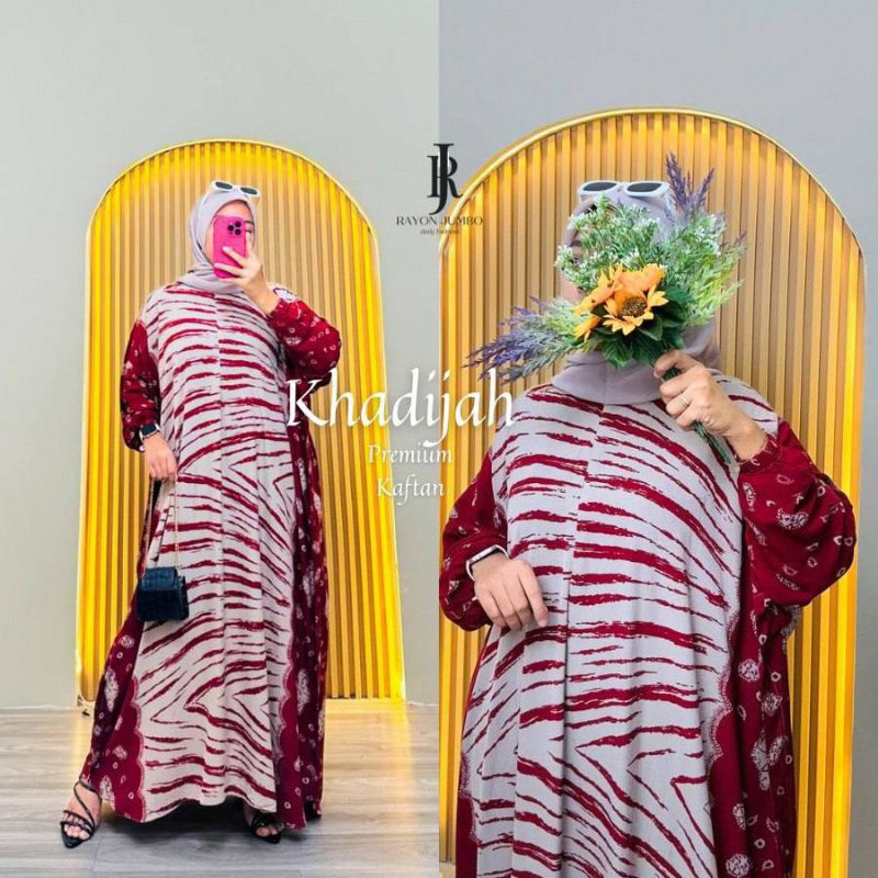 Kaftan Motif Khadijah Gamis Dress Midi Daster Kaftan Wanita Panjang Kaftan Premium Kaftan Remaja Dew