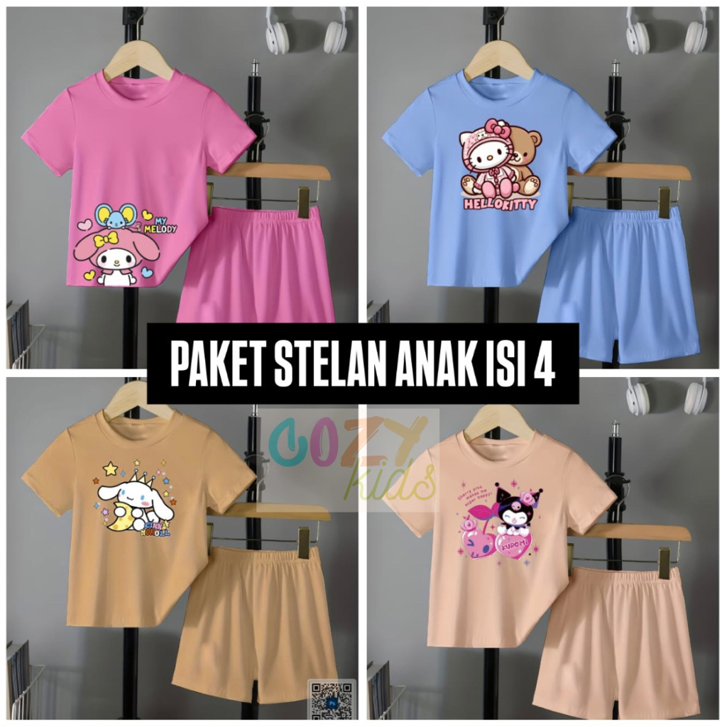 (PAKET ISI 4) COZYY KIDS - PAKET STELAN ANAK | PAKET HARIAN BAJU ANAK | PAKET SETELAN ANAK PEREMPUAN