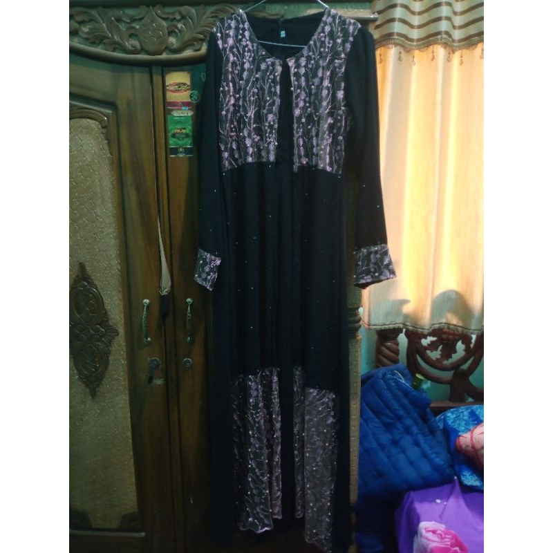 gamis preloved/abaya PL/gamis tile mix jetblack/gamis murah