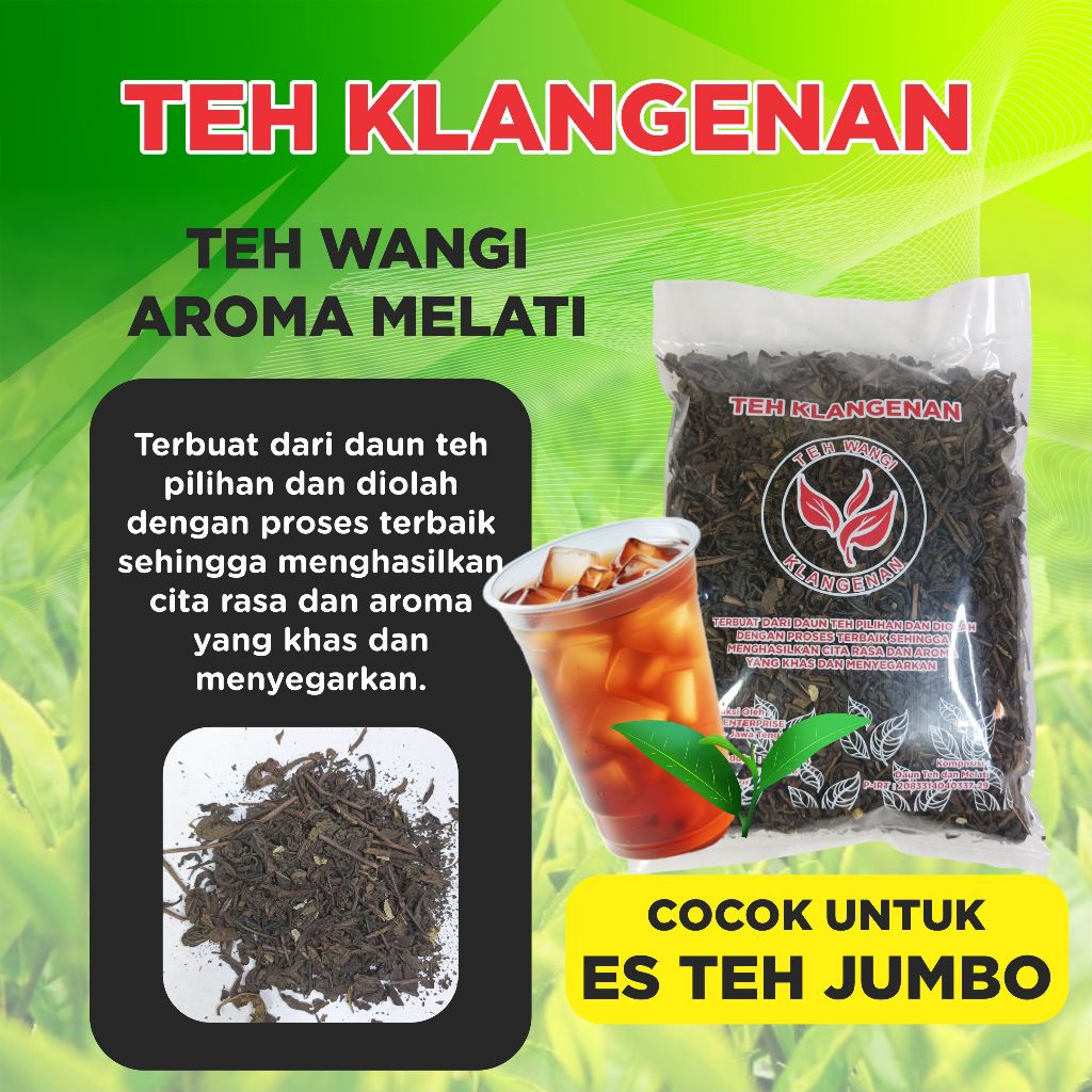 

TEH KLANGENAN - TEH WANGI AROMA MELATI 250GR I Teh Wangi I Es Teh Jumbo I Teh Wangi Khas Solo I Teh Wedangan