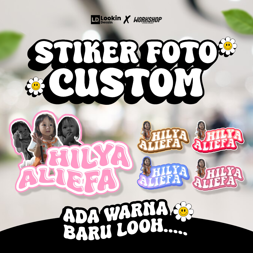 

stiker foto dan nama costum tahan air