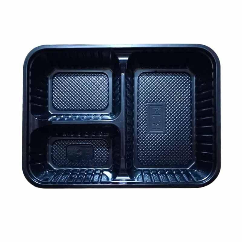ISI 50 PCS MIKA BENTO 3 SEKAT HITAM /MIKA BENTO