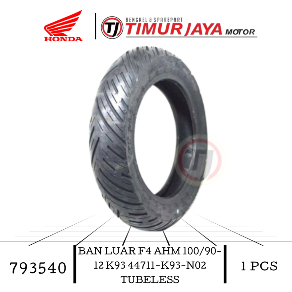 BAN LUAR AHM 100/90-12 K93 44711-K93-N02 TUBELESS