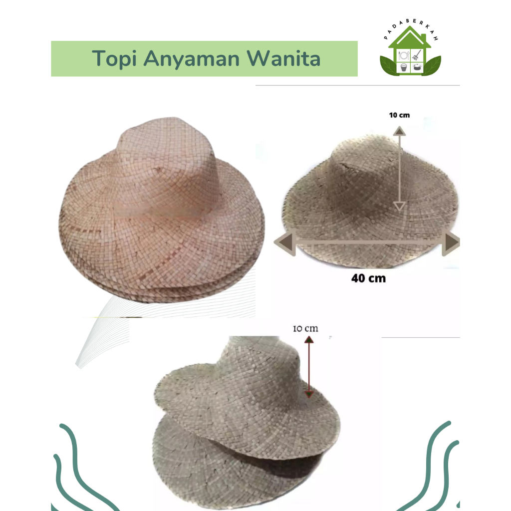 NEW  Topi Anyam Bahan Pandan / Topi Pantai Berkebun / Topi Bertani / Topi Nelayan