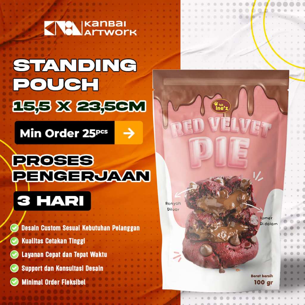 25pcs - Kemasan Makanan Standing Pouch 15,5x23,5cm