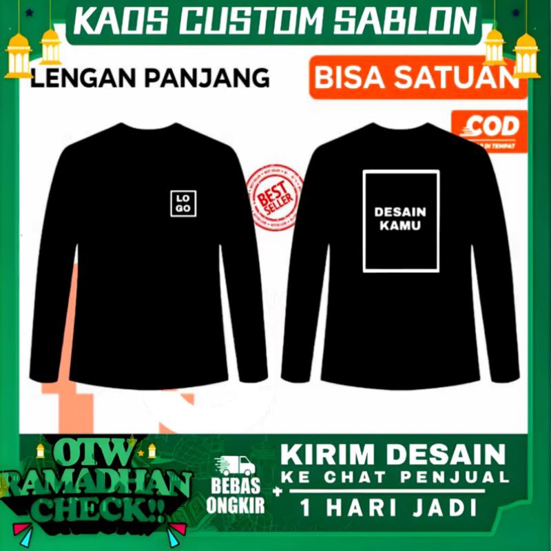 Kaos Custom Sablon Lengan Panjang Request Desain Sendiri