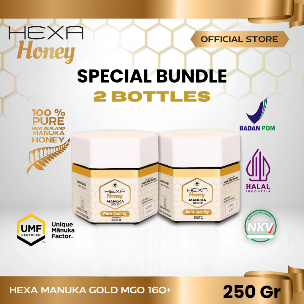 

Promo Special Bundle Madu Manuka Hexa Honey Manuka Gold (MGO 160+) 250gr