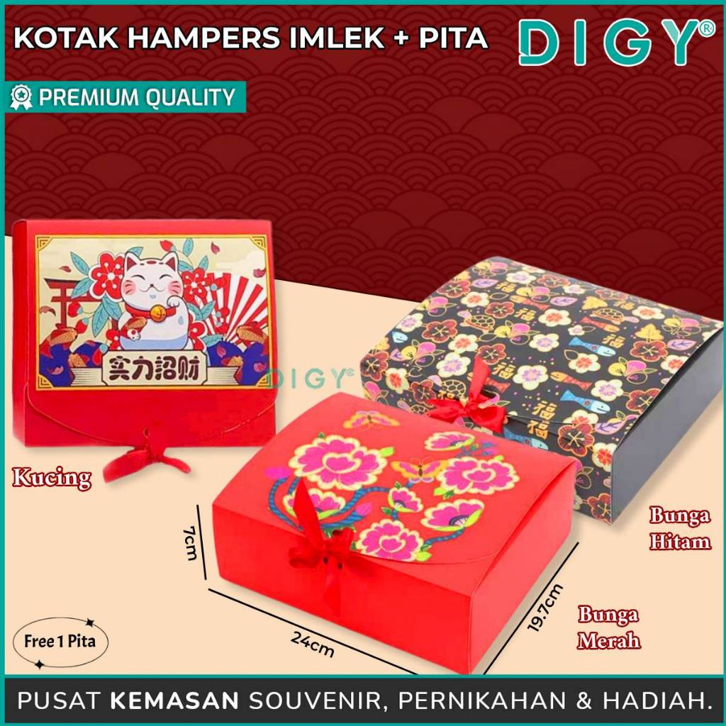 

Kotak Hampers Imlek + Pita / Kotak Bingkisan kue Imlek / Box Kue / Kotak Kue / Box imlek / Souvenir Kue CNY / Kotak Kue Chinnese New Year