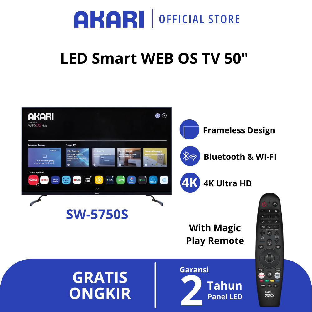 AKARI Smart TV 50 inch WEBOS UHD 4K Voice Comment SW-5750S ( LED TV 50 Inch )