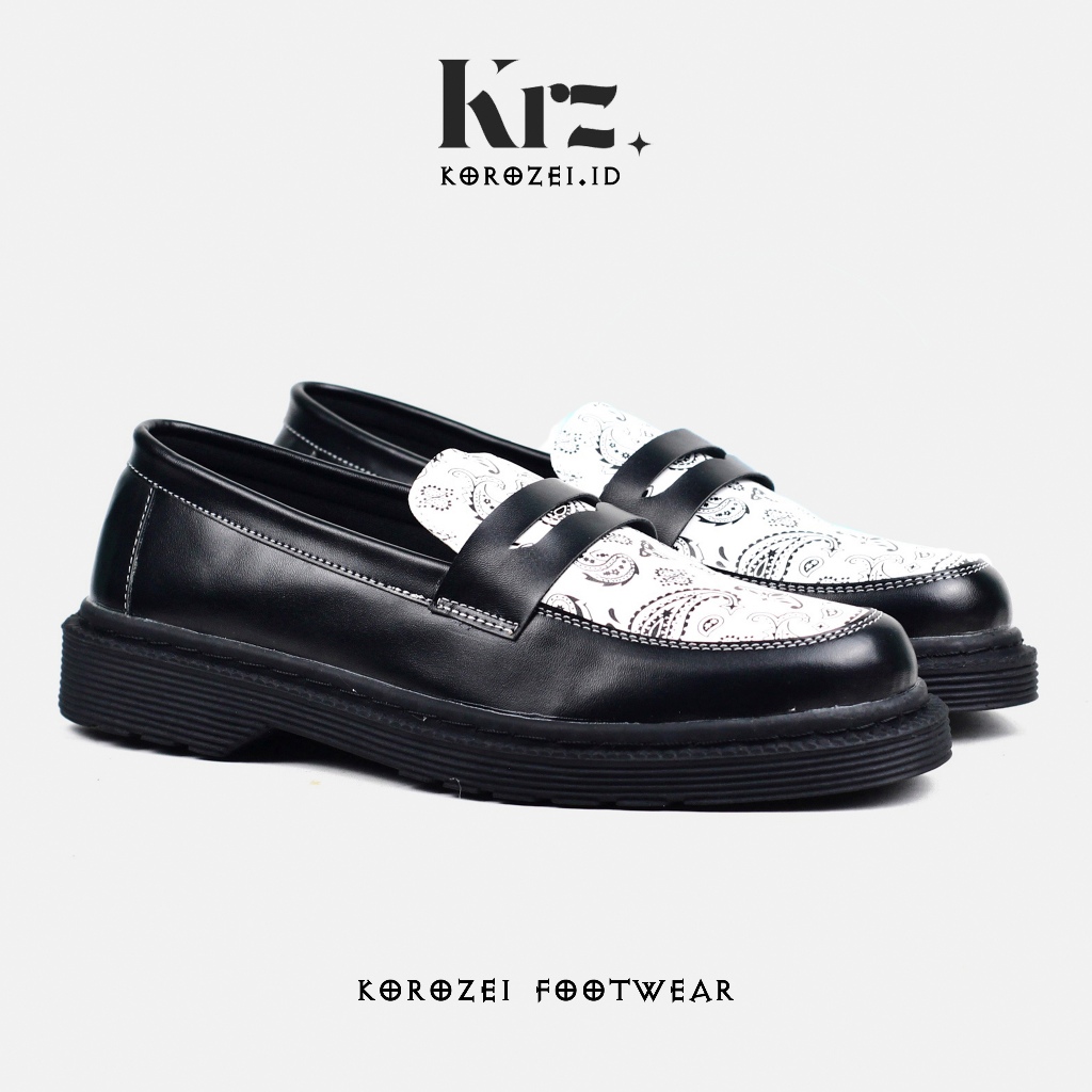 Sepatu Loafers Motif Formal Pantofel Pria - Vanor Putih