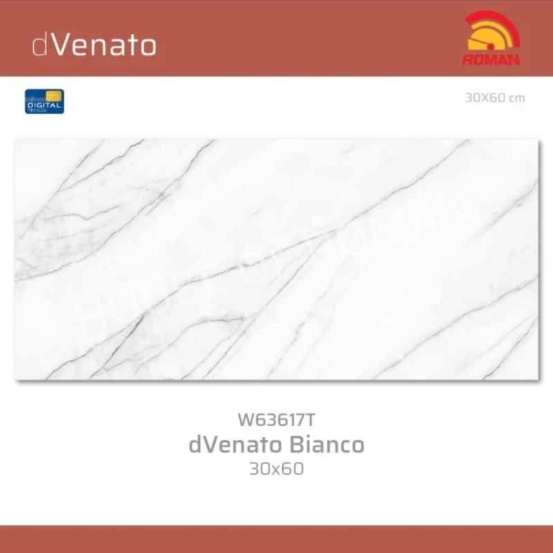 Roman Keramik 30x60 dVenato Bianco (Gloss Mood) / Keramik Dinding Motif Marble / Keramik Motif Salur