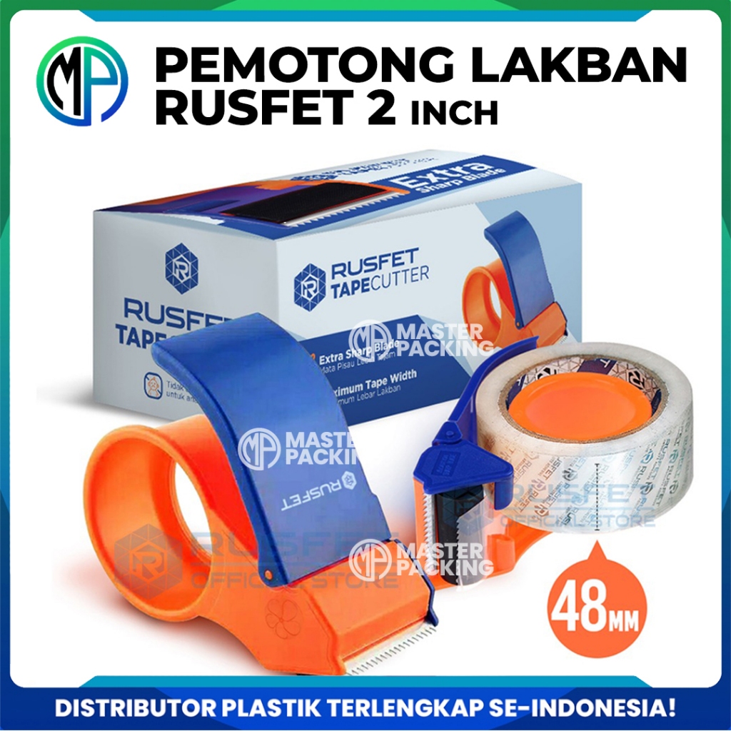 

Tape Dispenser Cutter Bahan Plastik 45/48mm (2 INCH) / Alat Pemotong Lakban Besar Merek Rusfet Murah