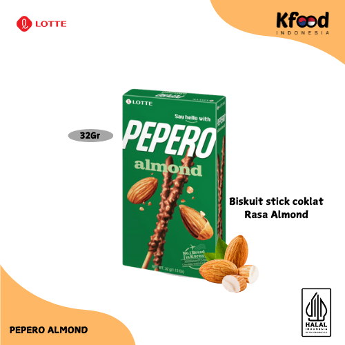 

Kfoodind - Lotte Almond Pepero 32gr Stick Coklat Berbalut Kacang Almond