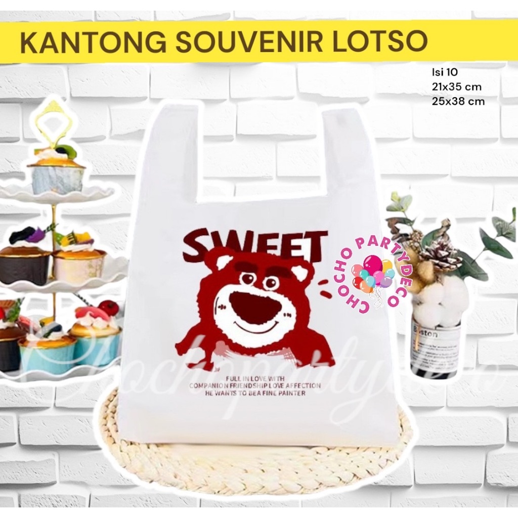 

Kantong Plastik Ulang Tahun LOTSO isi 10 / Kantong Plastik Ultah Anak Lotso