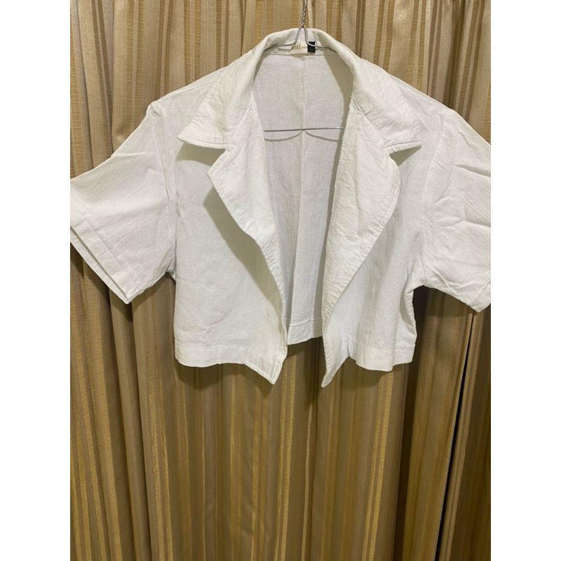 Preloved Crop Blazer Wanita Putih/White
