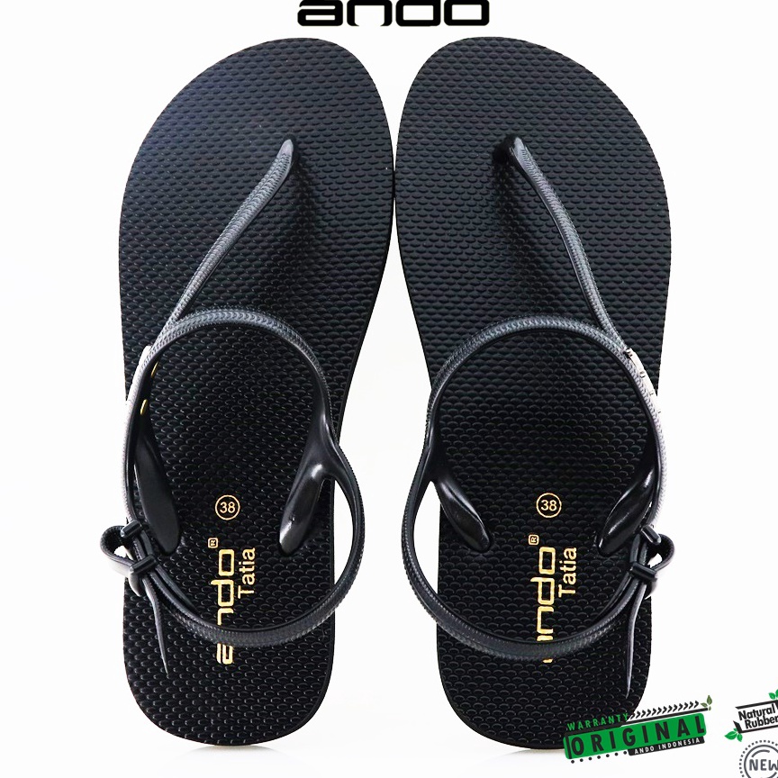 Menarik NEW Ando Tatia HitamEmas  Sandal Strapp Wanita Strappy