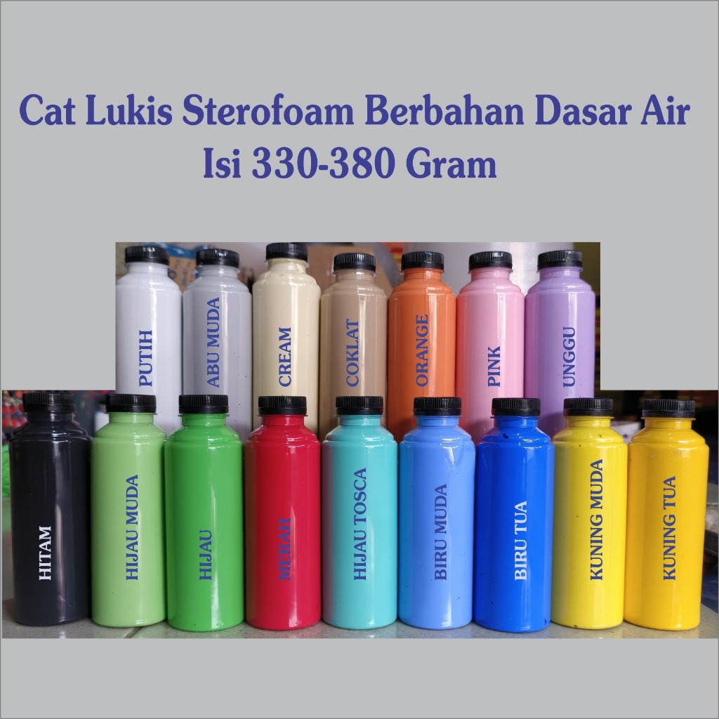 

Cat lukis gabus / cat air / cat lukis serbaguna 330-380 gram/ acrylic / color / cat sterofoam