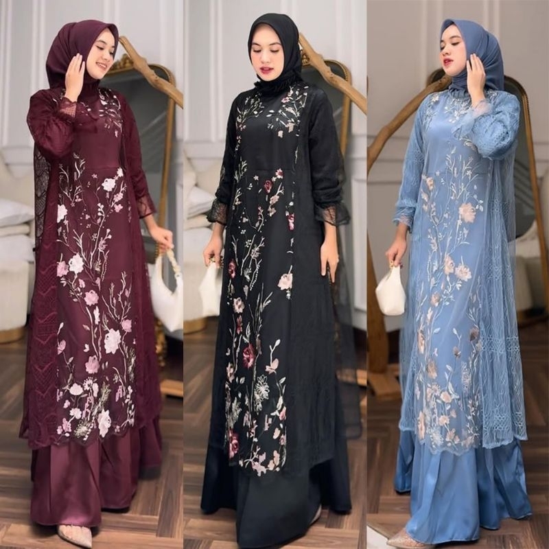 BAHAN PREMIUM / Batik Official - Maxi Dress Azila Gamis Wanita Modern Baju lebaran 2025 Aestetic