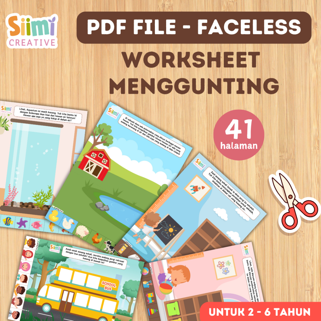 Printable Worksheet Anak Faceless Usia 2 - 6 tahun