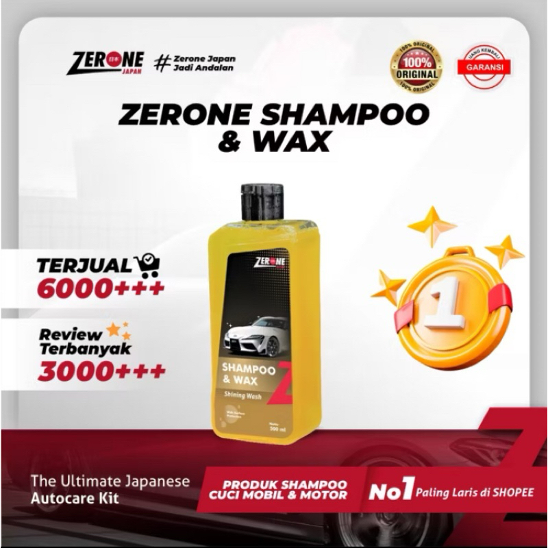 ZERONE JAPAN SHAMPO & WAX 500ml sabun cuci mobil/motor - Aman untuk cat mobil dan mudah dibilas