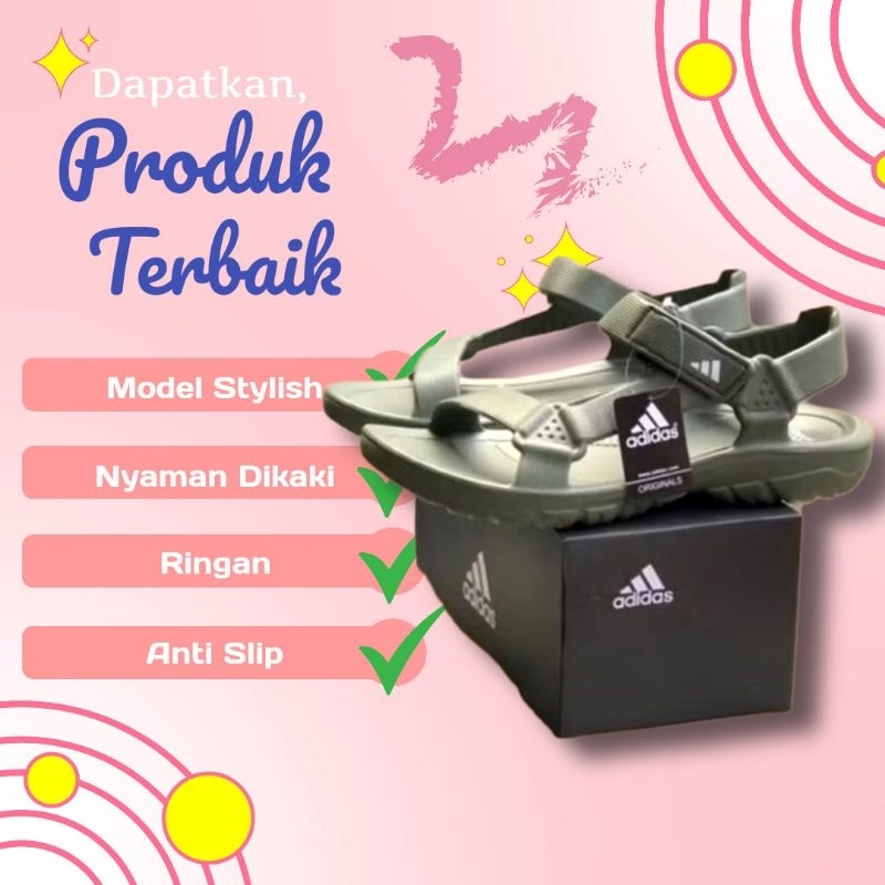 SANDAL SLOP OUTDOOR PRIA SANDAL GUNUNG PRIA SANDAL ADIDAS PRIA GREEN ARMY