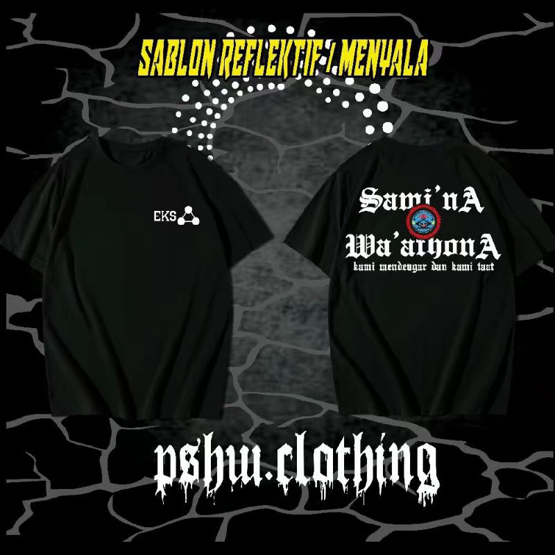 (free stiker hologram) kaos sami'na wa'athona sablon reflektif /menyala