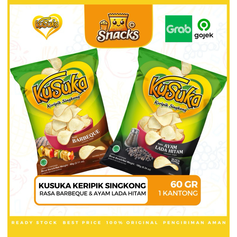 

Lav.Snacks︱Kusuka Cassava Chips Keripik Singkong BBQ / Lada Hitam 60GR - 1 PCS