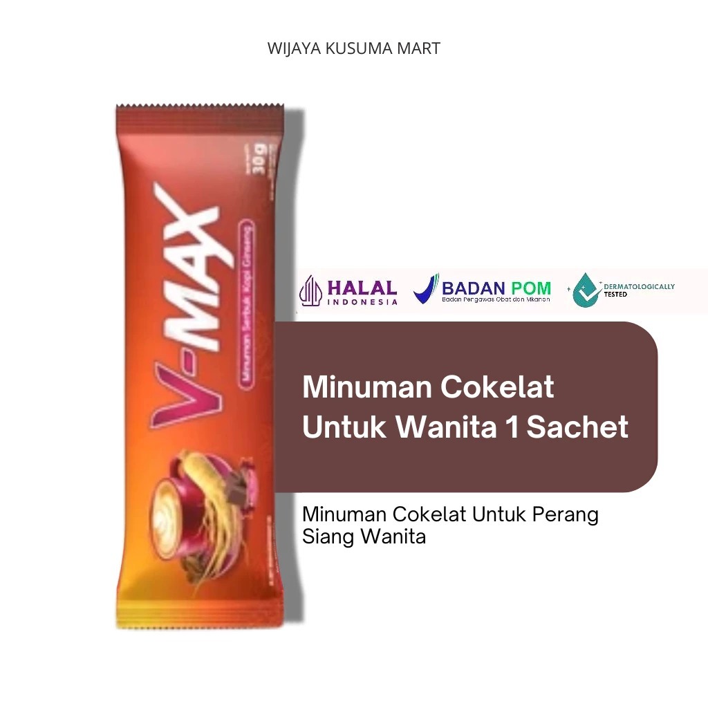 

Ecer 1 Sachet V-MAX Kopi Coklat Herbal Alami Penambah Stamina Khusus Wanita 100% ORIGINAL BPOM