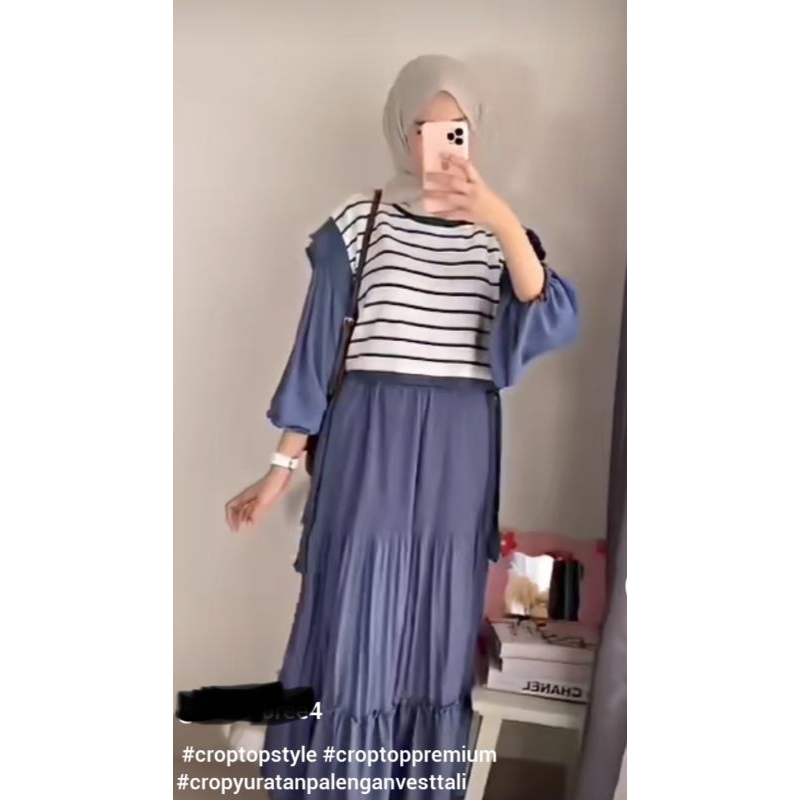 Hanya Vest saja Vest salur denim (Vest rajut premium denim)