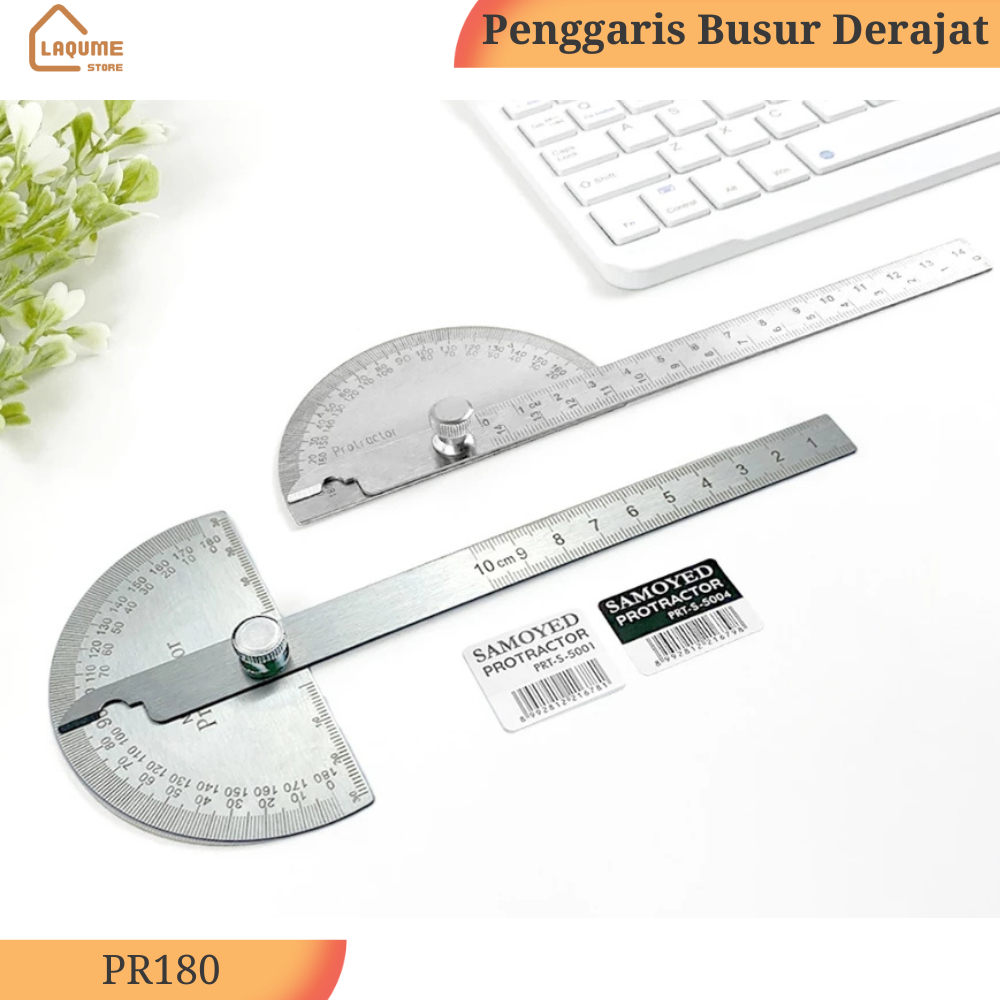 

Penggaris Busur Derajat / Sudut Besi / Stainless Steel Protractor / Angle Ruler / Finder 180 / Half Circle