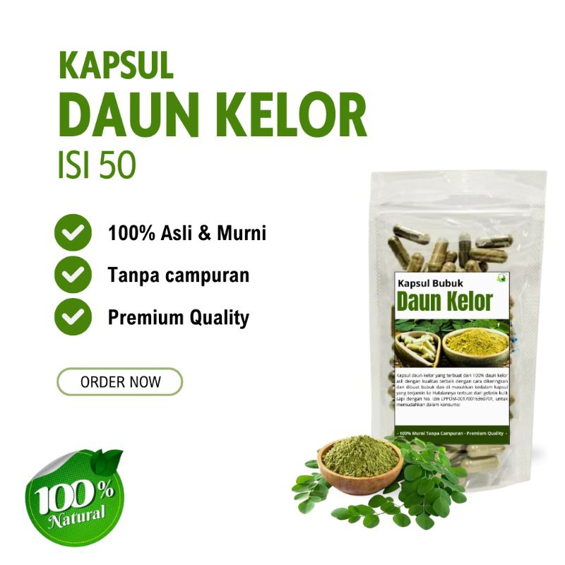 Kapsul daun kelor asli bubuk original 100% - kapsul Daun kelor murni tanpa campuran
