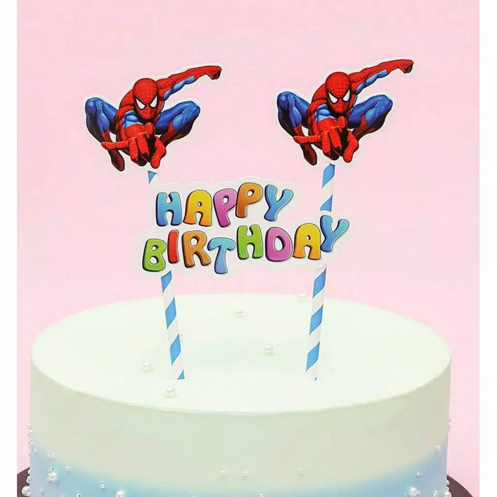 cake topper ulang tahun / hiasan kue ulang tahun tema spiderman