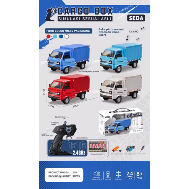 COD Mainan anak remote control mobil box  /cargo car