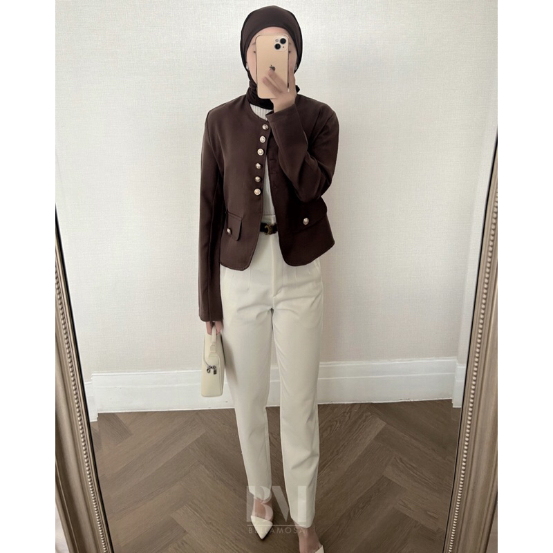 BELLA MOSA Grace Soft Blazer Wanita Blazer Kerja Premium Blazer Atasan Formal Casual Korea Outer Bla