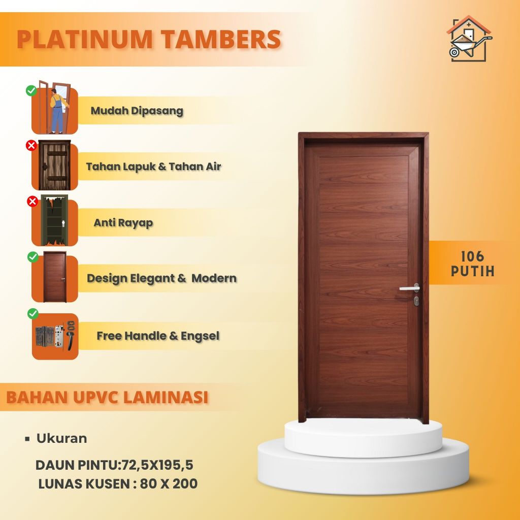 PINTU UPVC PREMIUM || PINTU UTAMA UKURAN 80X200CM || PINTU LAMINASI