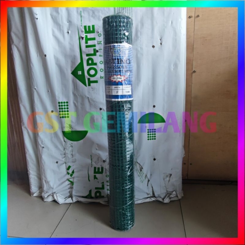 1 ROL KAWAT LOKET JARING PVC HIJAU 1/2" WIREMESH