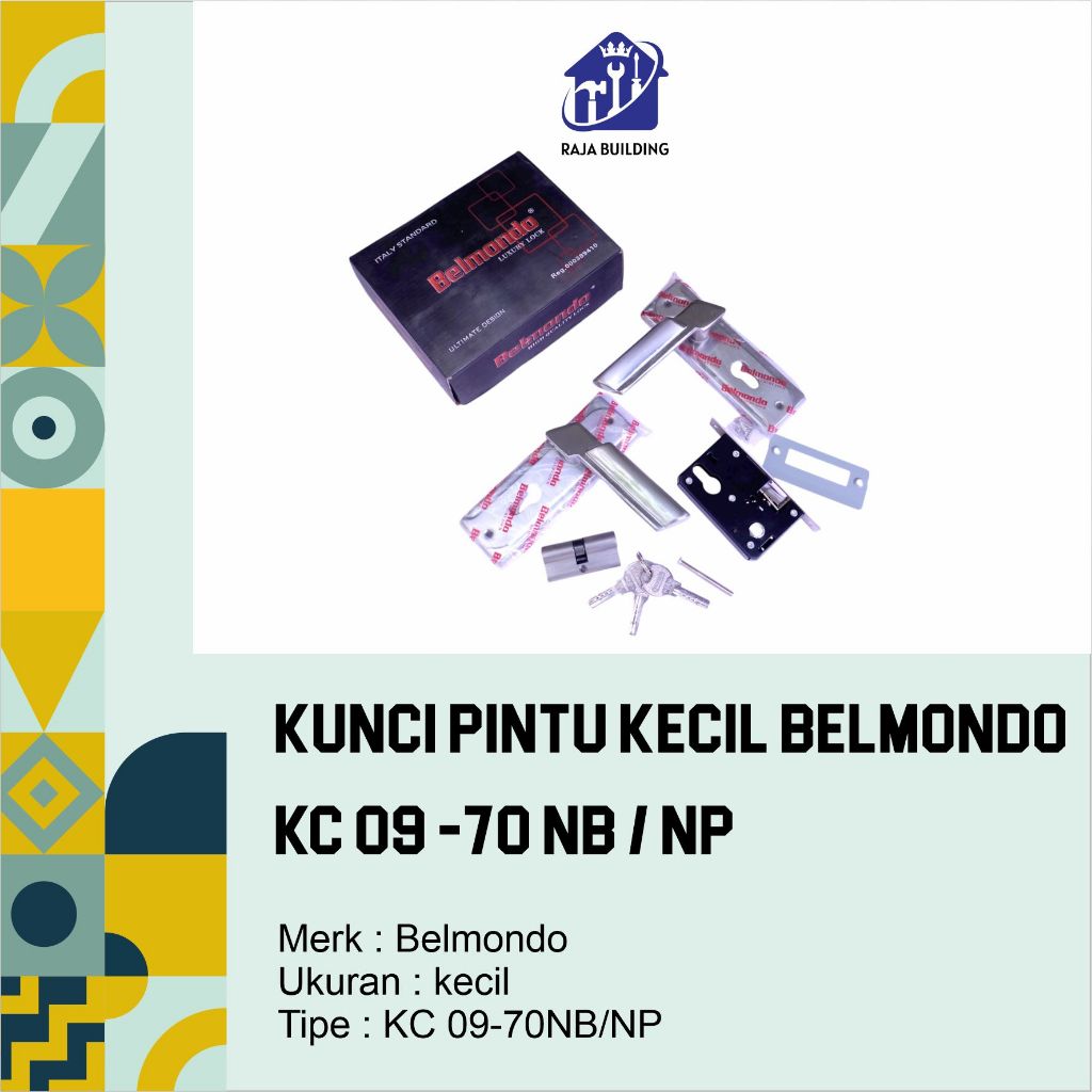 Kunci Pintu Kecil Belmondo KC 09–70NB/NP/Kunci Pintu Set/Door Lock Set/Handle Lock Set/Kunci Pintu