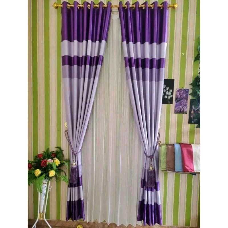 Gorden jendela dan pintu polos kombinasi warna UNGU bahan blackout yang berkualitas