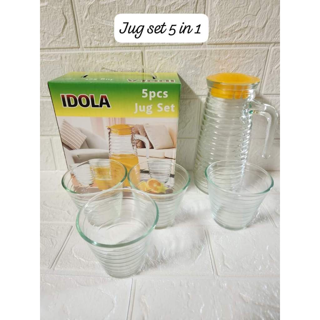 Terangbenderang_ Teko Kaca Cangkir Kaca Set / Water Jug Set Hc / Idola