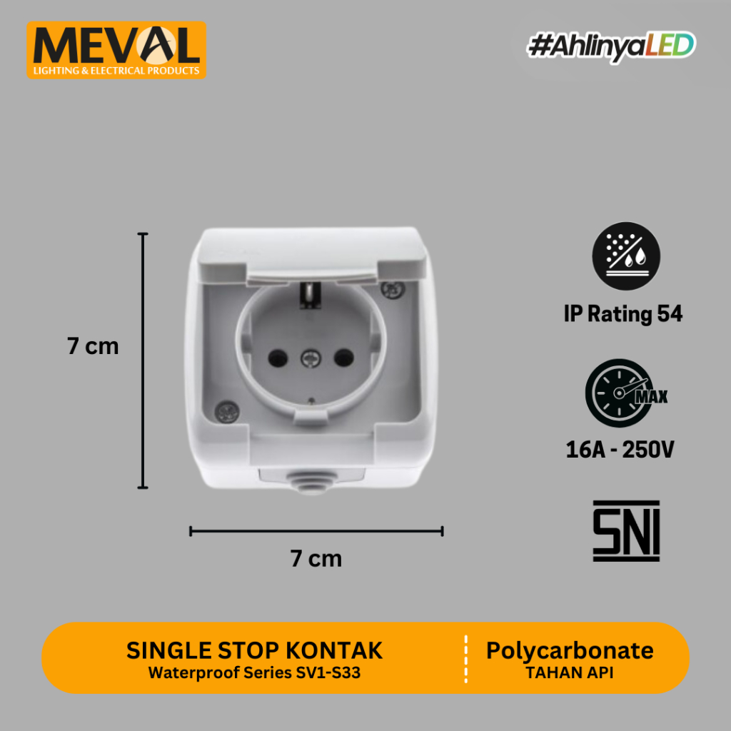 MEVAL Saklar dan Stop Kontak Outdoor Waterproof Tahan Air