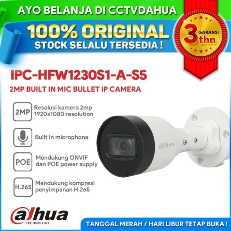 IP CAMERA 2 MP Outdor DAHUA DH-IPC -HFW1230S1 - A-S5