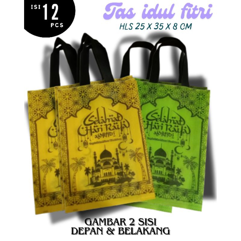

12 pcs goodie bag tas LEBARAN HLS 25x35x10 ,goodie bag ,tas idul fitri murah