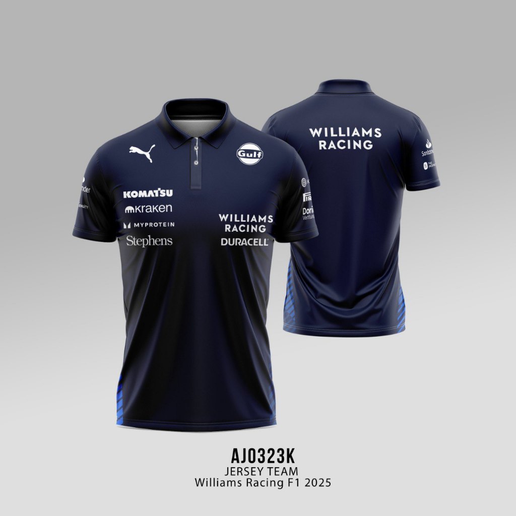 Kaos Jersey Team Williams Racing F1 2025 Jersey Custom Jersey Premium Kerah Kancing AJ0323K