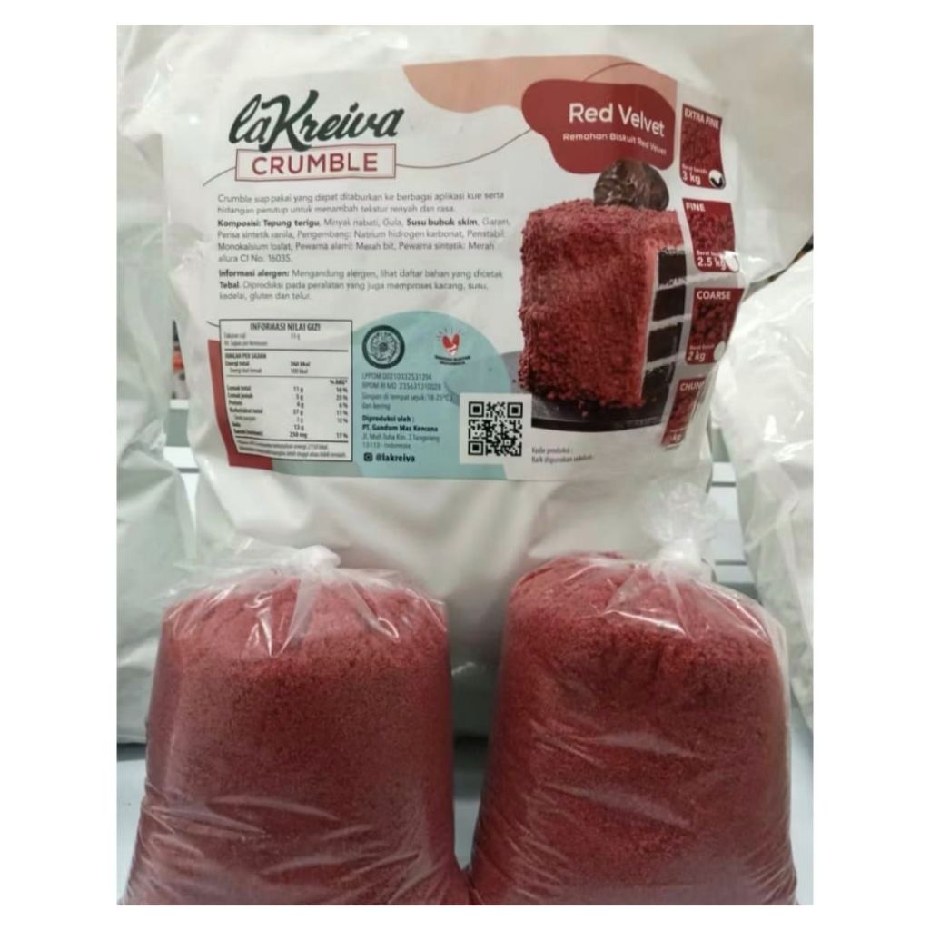 

Crumble Red Velvet 250 Gram La Kreiva Topping Remahan Biskuit Repack