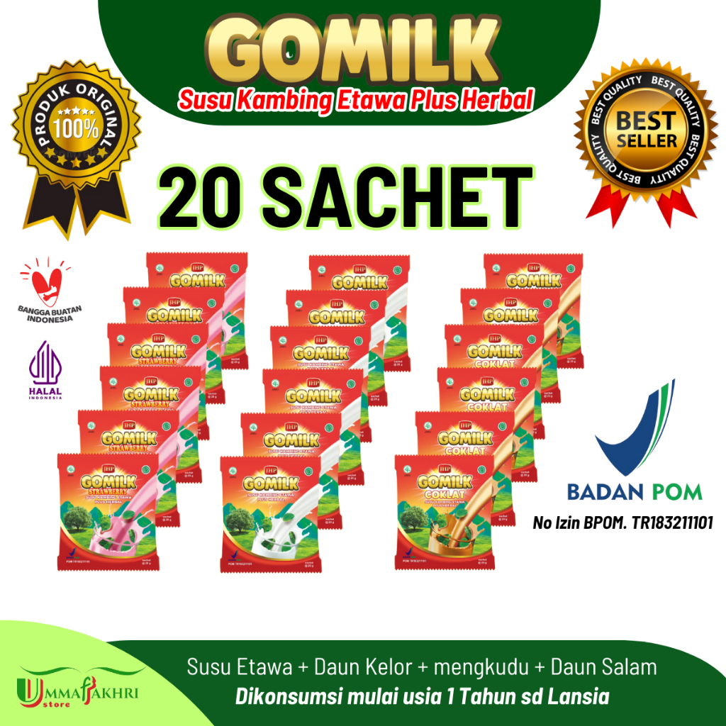 

GOMILK SACHET isi 20 Susu Etawa Plus Herbal Daun Kelor