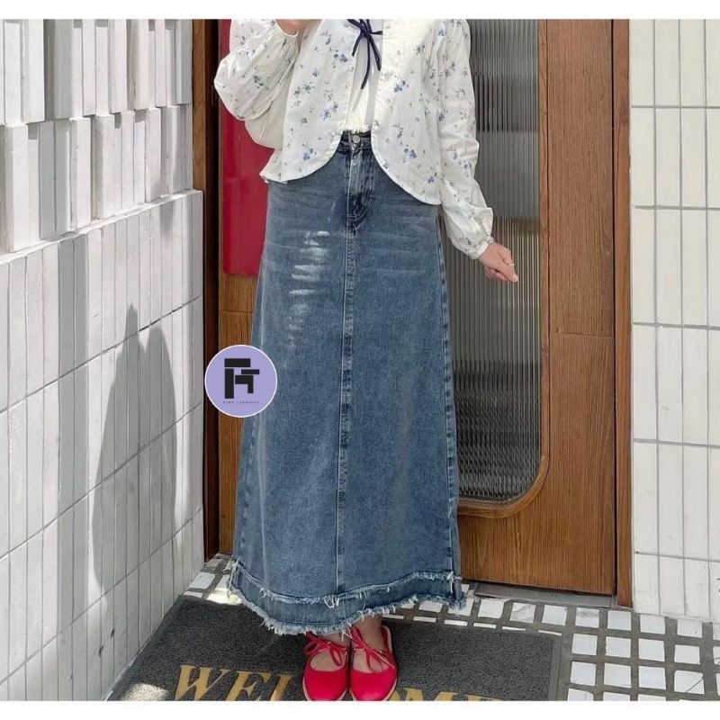 Rok Jeans Rawis Rok Rawis Panjang Korean Style