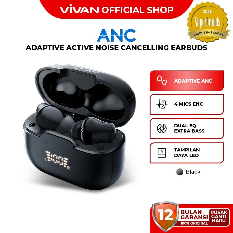 [NEW] VIVAN TWS Adaptive ANC ENC Infinity GT6 Dual EQ Bass Gaming Mode BT 5.4 Low Latency Garansi 12