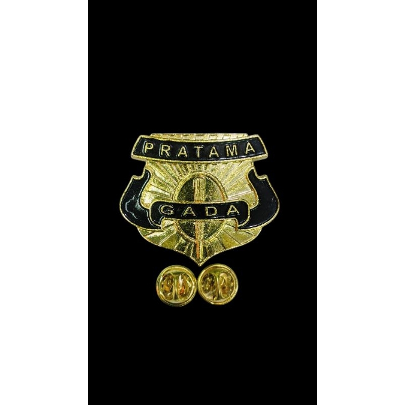 Pin Logo Gada Pratama Security Warna Hitam Gold Kuningan dengan Klip - Clips
