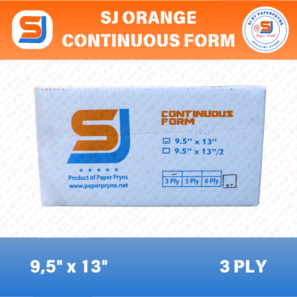 

SJ ORANGE Continuous Form 9,5" × 13" (3 PLY) NCR Sheets