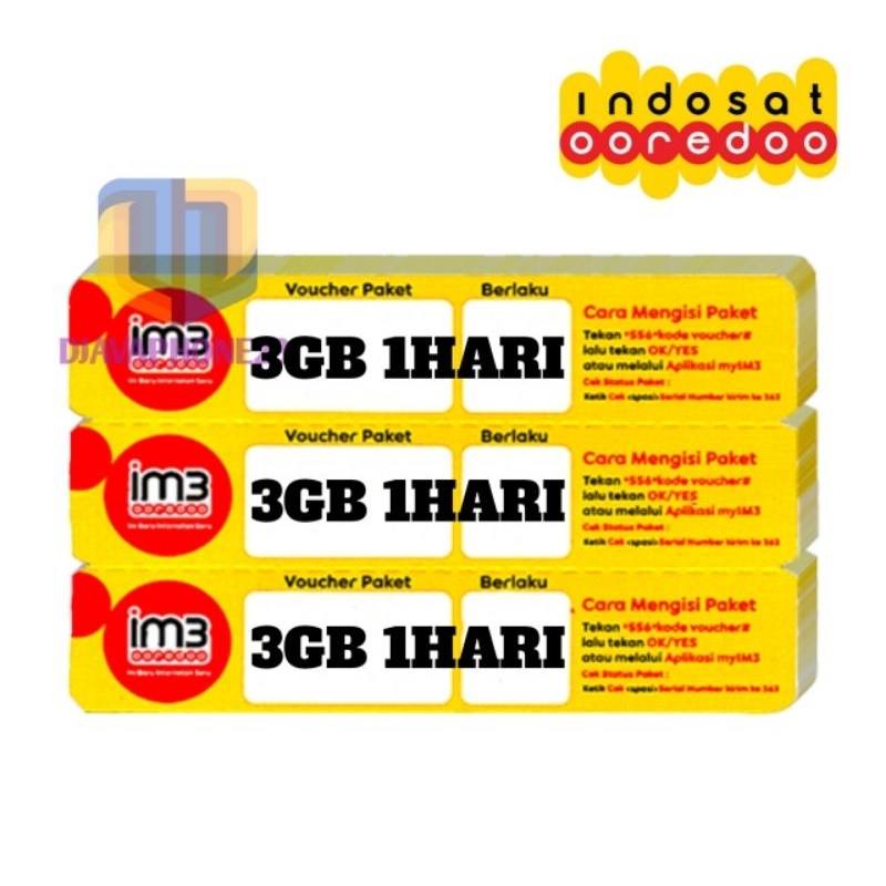VOUCHER DATA INDOSAT 3GB 1HARI (NEW)